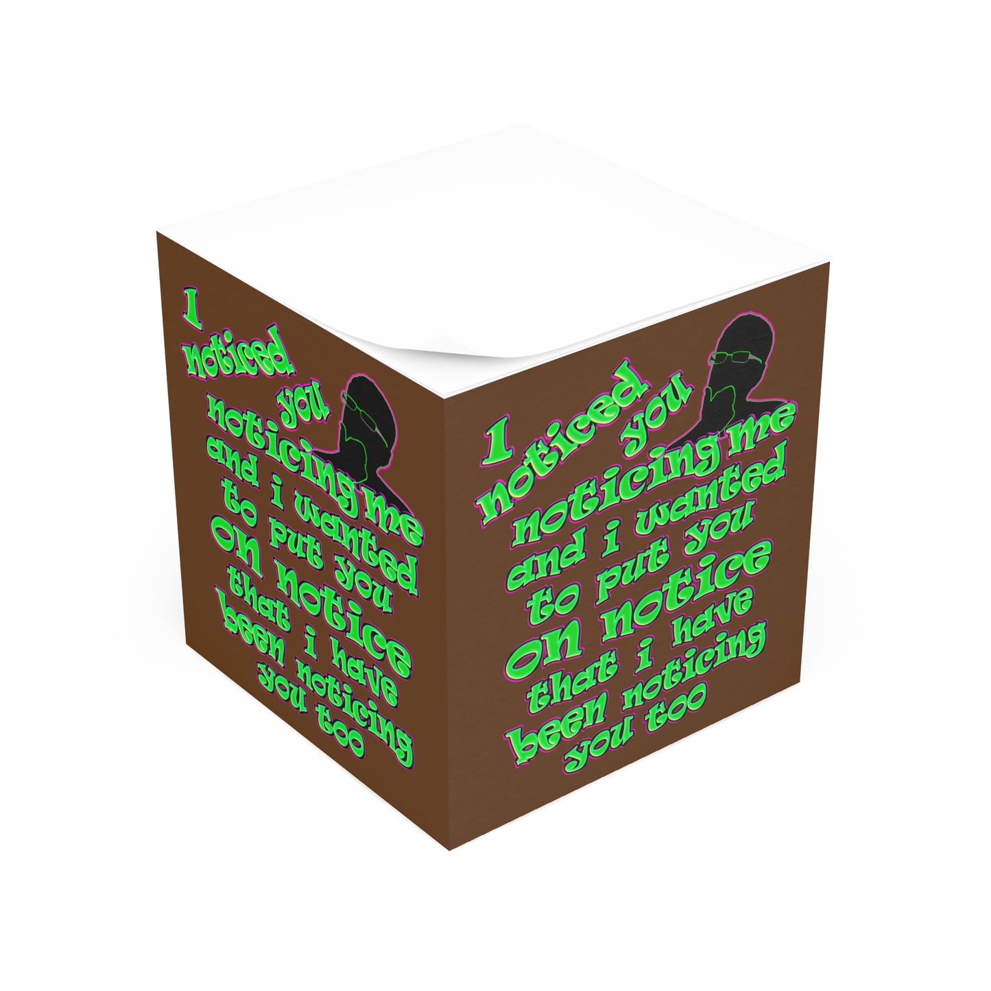 noticed you noticing - note cube (brown)