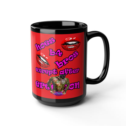 hoes b4 bros - Black Mug (red)