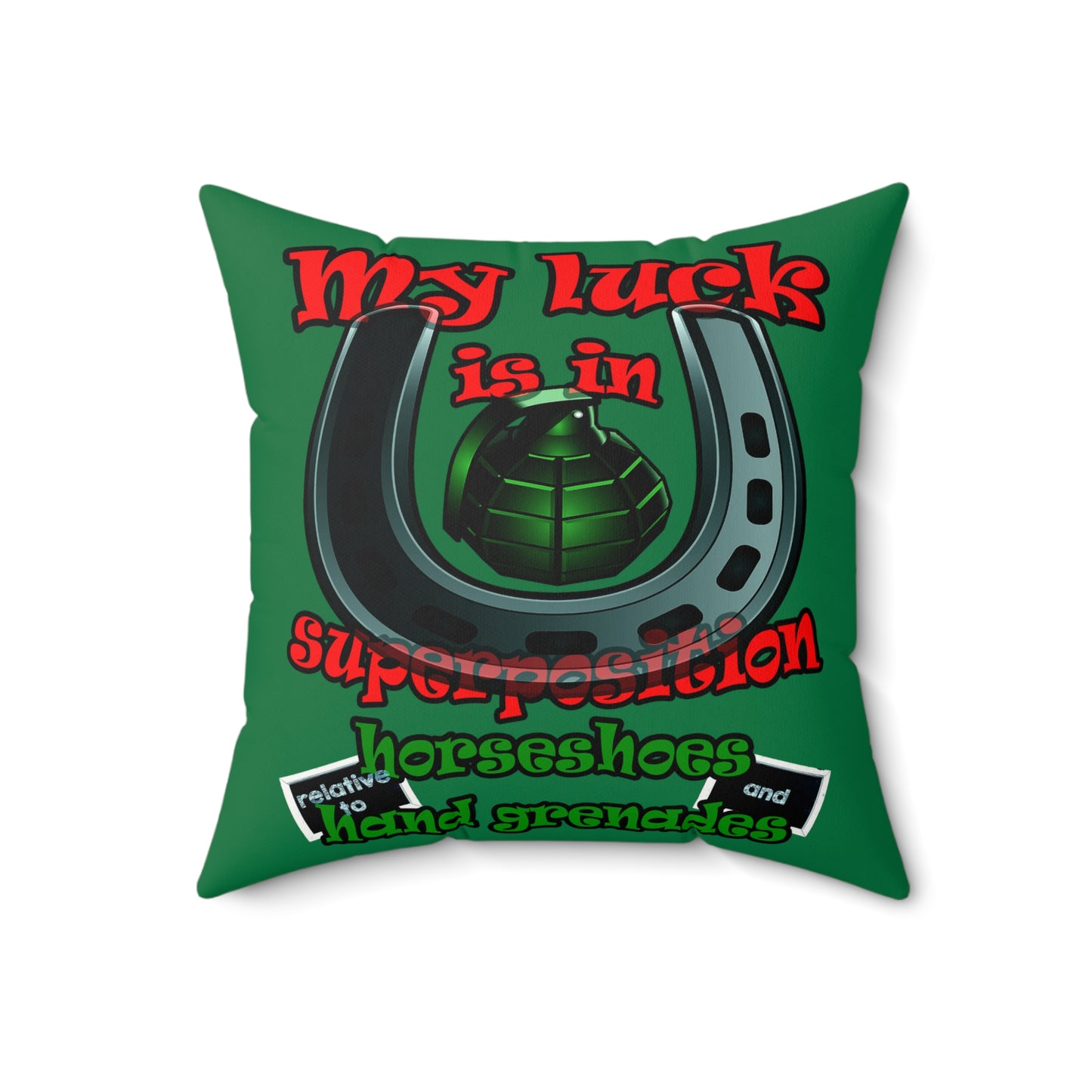my luck - Faux Suede Square Pillow - (dark green)