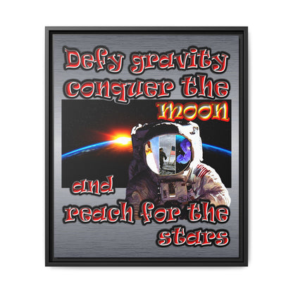 defy conquer reach - framed canvas art (brushed nickel)
