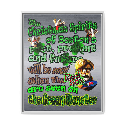 christmas spirits of boston - framed canvas art (brushed nickel)