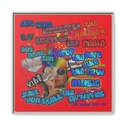 drop the beat - framed canvas art (red)