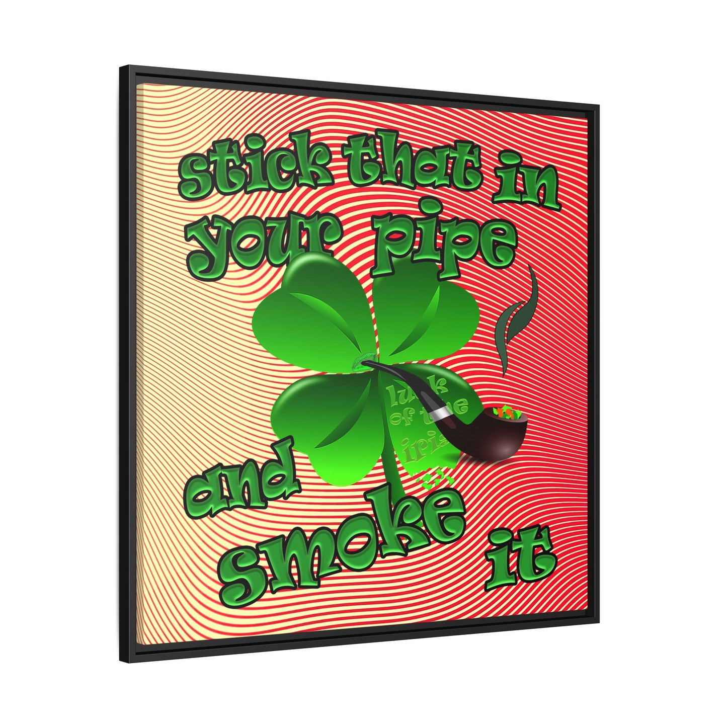 stick that in your pipe and smoke it - framed canvas art (yellow-orange wave)