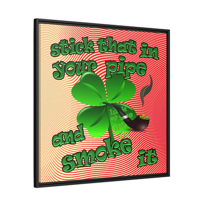 stick that in your pipe and smoke it - framed canvas art (yellow-orange wave)
