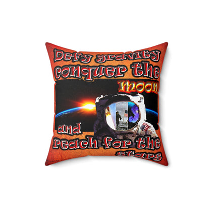 defy conquer reach - Spun Polyester Square Pillow - (burnt orange)