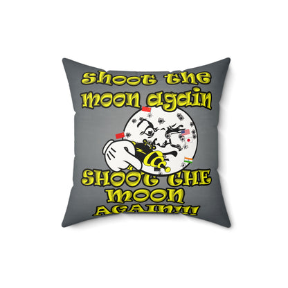 shoot the moon again - Faux Suede Square Pillow - (grey-light grey)