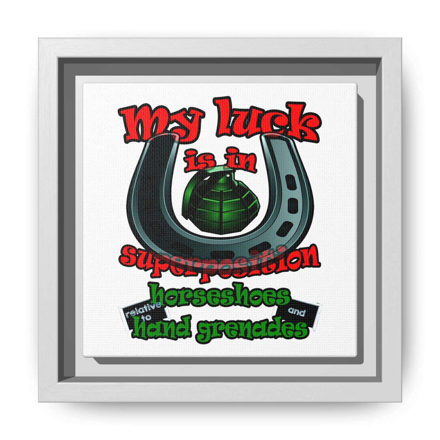 my luck - framed canvas art (white)