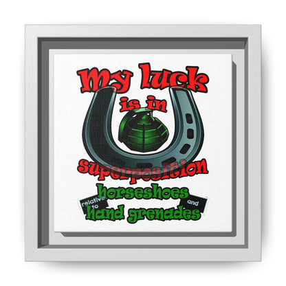 my luck - framed canvas art (white)