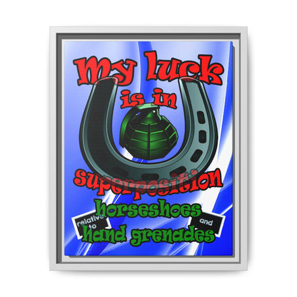 my luck - framed canvas art (blue-white wave)
