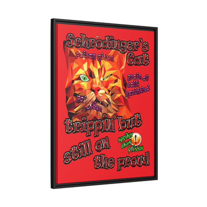 schrodinger's cat - framed canvas art (red)
