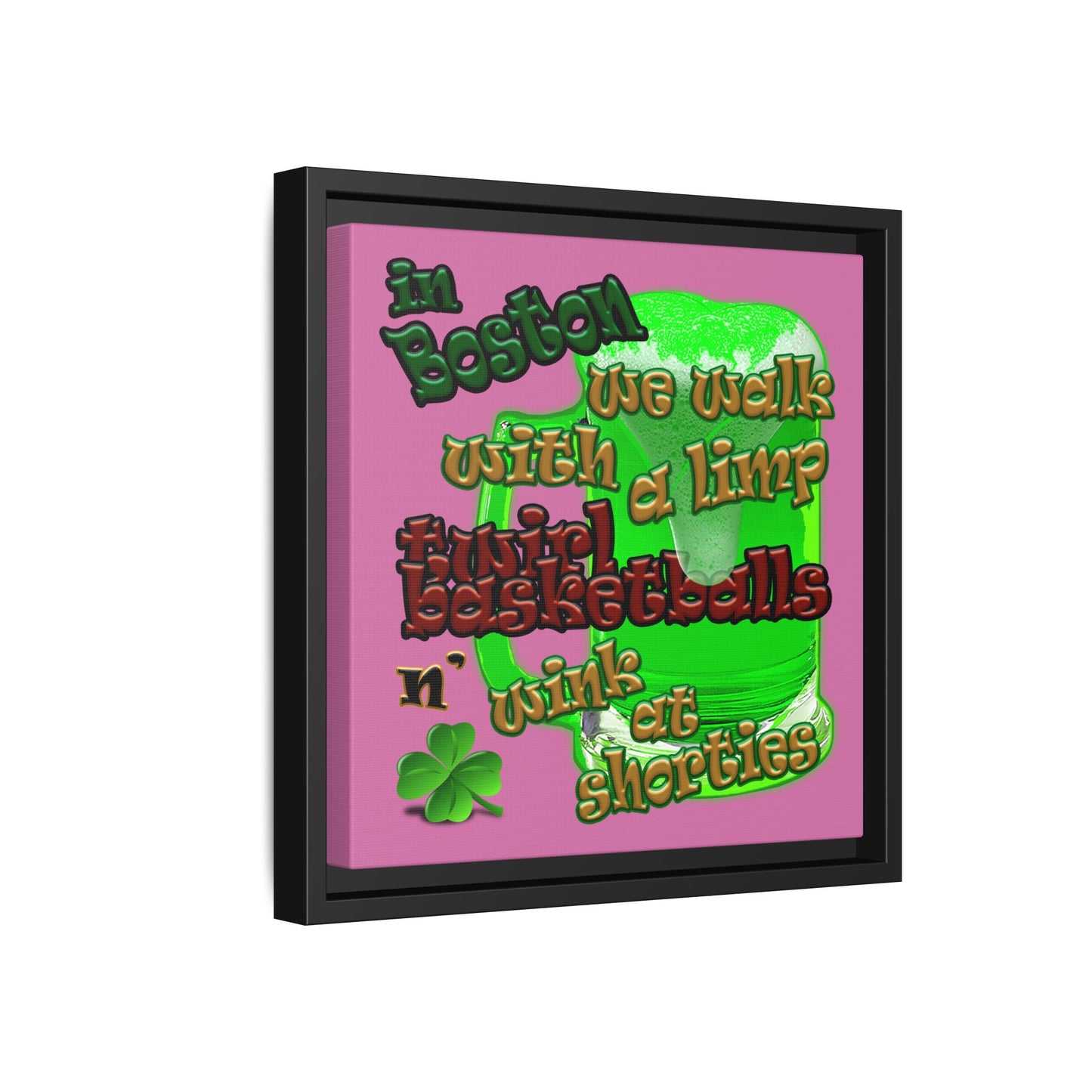 celtics logo - framed canvas art (light pink)