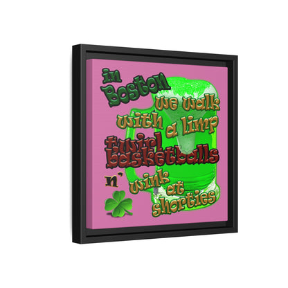celtics logo - framed canvas art (light pink)