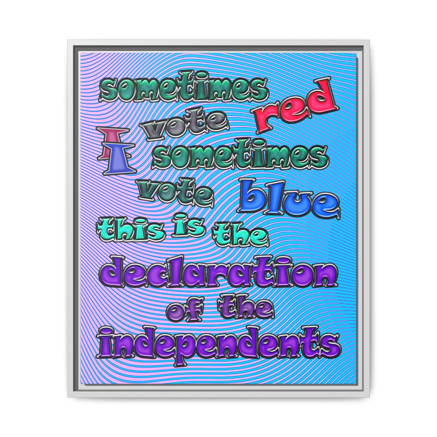 declaration of the independents - framed canvas art (light blue-purple wave)