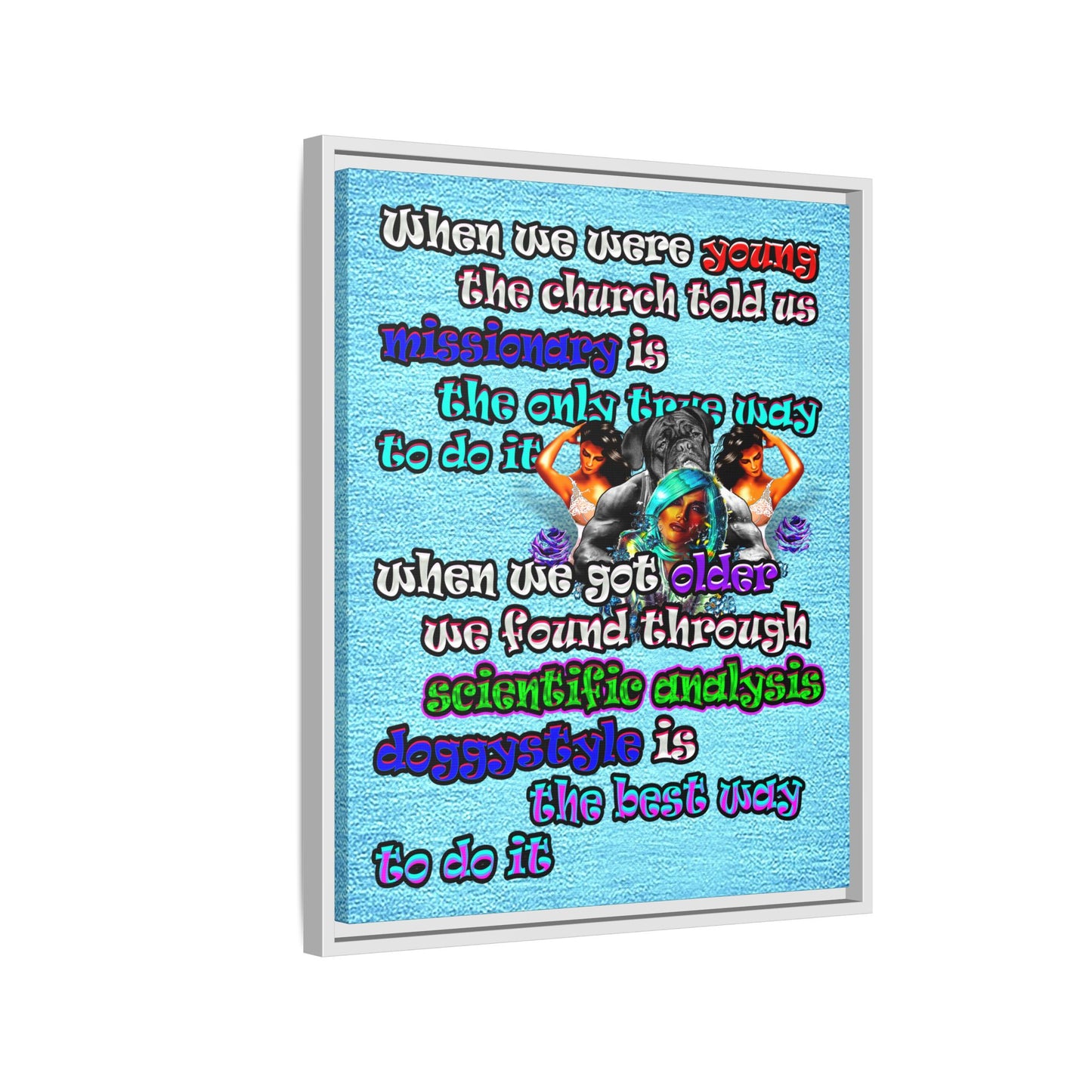doggystyle - framed canvas art (faded blue)