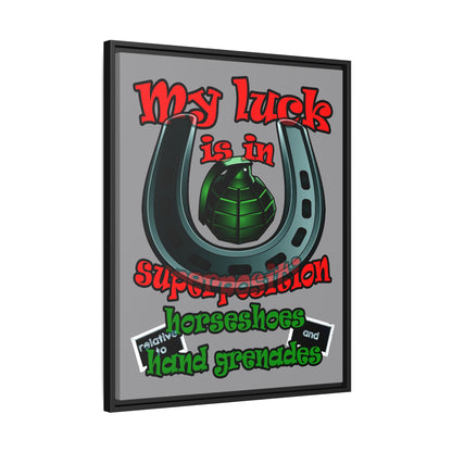 my luck - framed canvas art (grey)