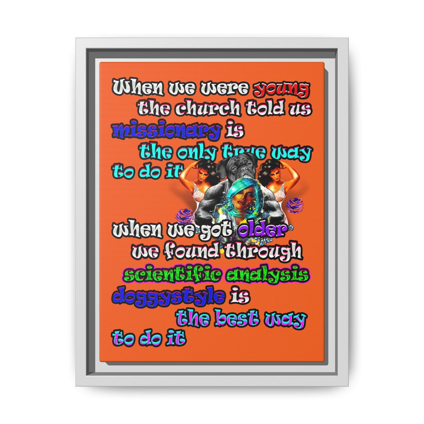 doggystyle - framed canvas art (orange)