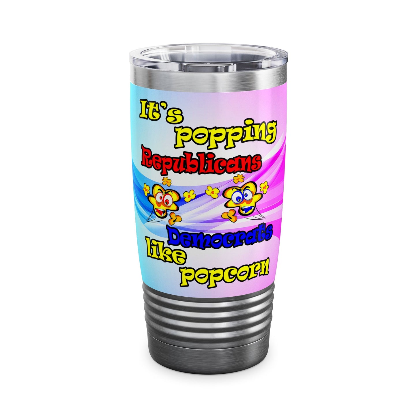 popping like popcorn - Ringneck Tumbler, 20oz (light blue-pink wave)
