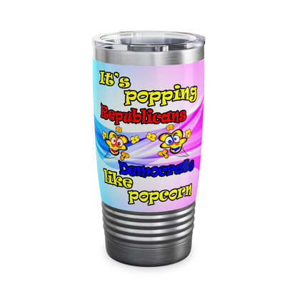 popping like popcorn - Ringneck Tumbler, 20oz (light blue-pink wave)
