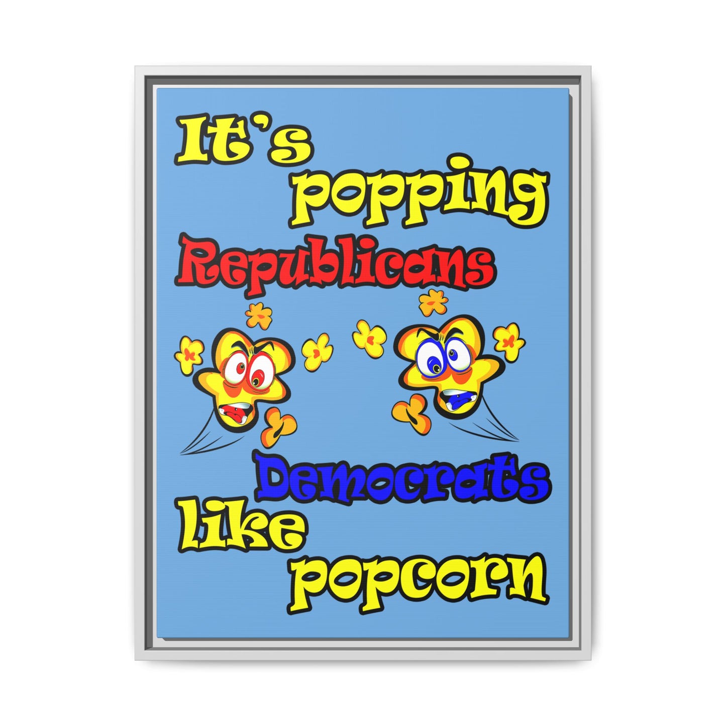 popping like popcorn - framed canvas art (light blue)