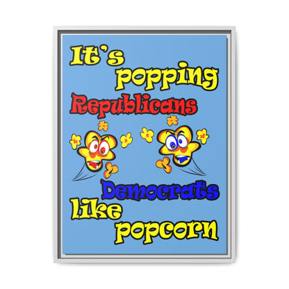 popping like popcorn - framed canvas art (light blue)