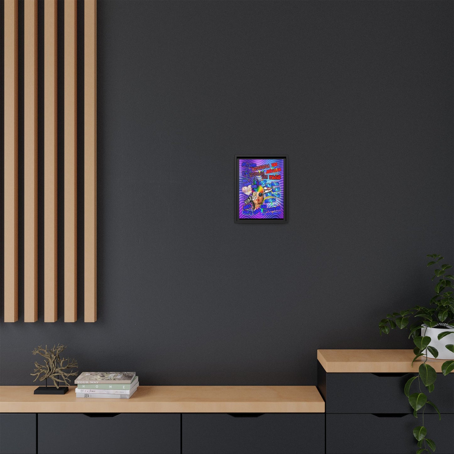 drop the beat - framed canvas art (purple wave)