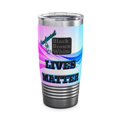 irrelevant - Ringneck Tumbler, 20oz (light blue-pink wave)