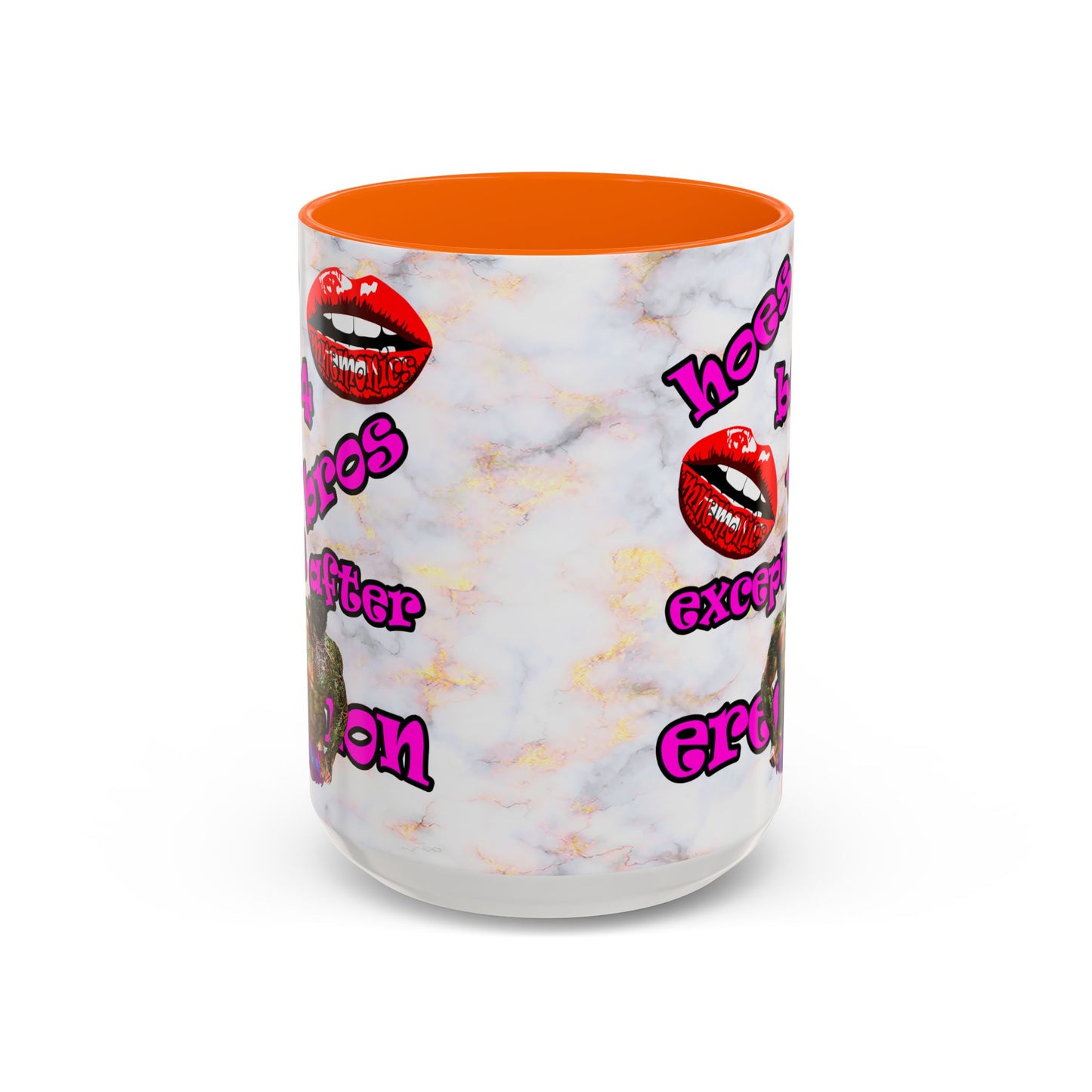 hoes b4 bros - Accent Mug (white marble)