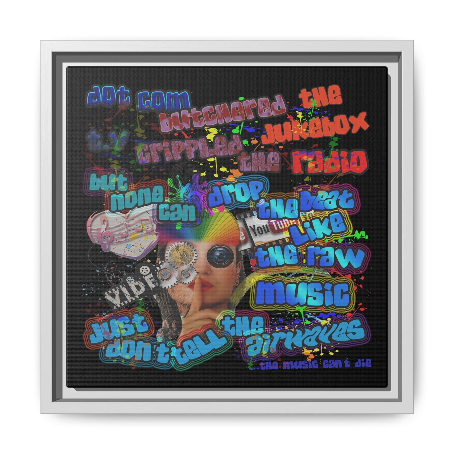 drop the beat - framed canvas art (black)