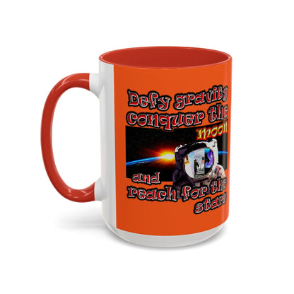 defy conquer reach - Accent Mug (orange)
