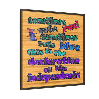 declaration of the independents - framed canvas art (butterscotch wood finish)