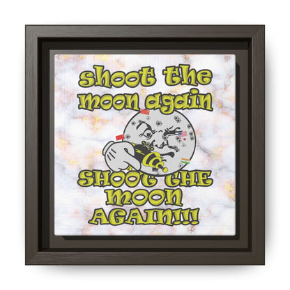 shoot the moon again - framed canvas art (white marble)