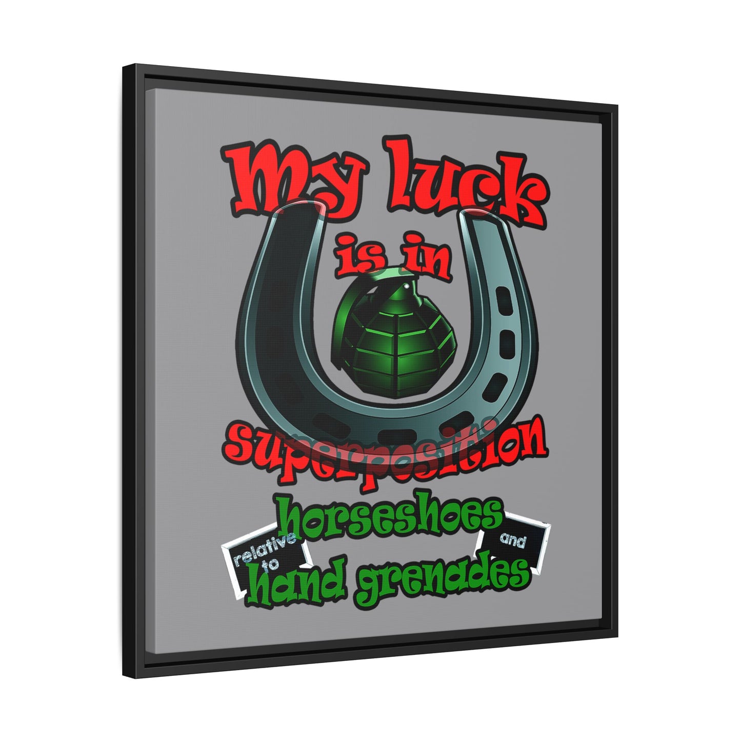 my luck - framed canvas art (grey)