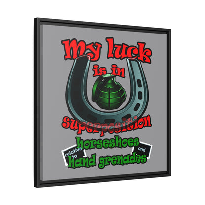 my luck - framed canvas art (grey)