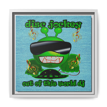 disc jockey - framed canvas art (faded blue)