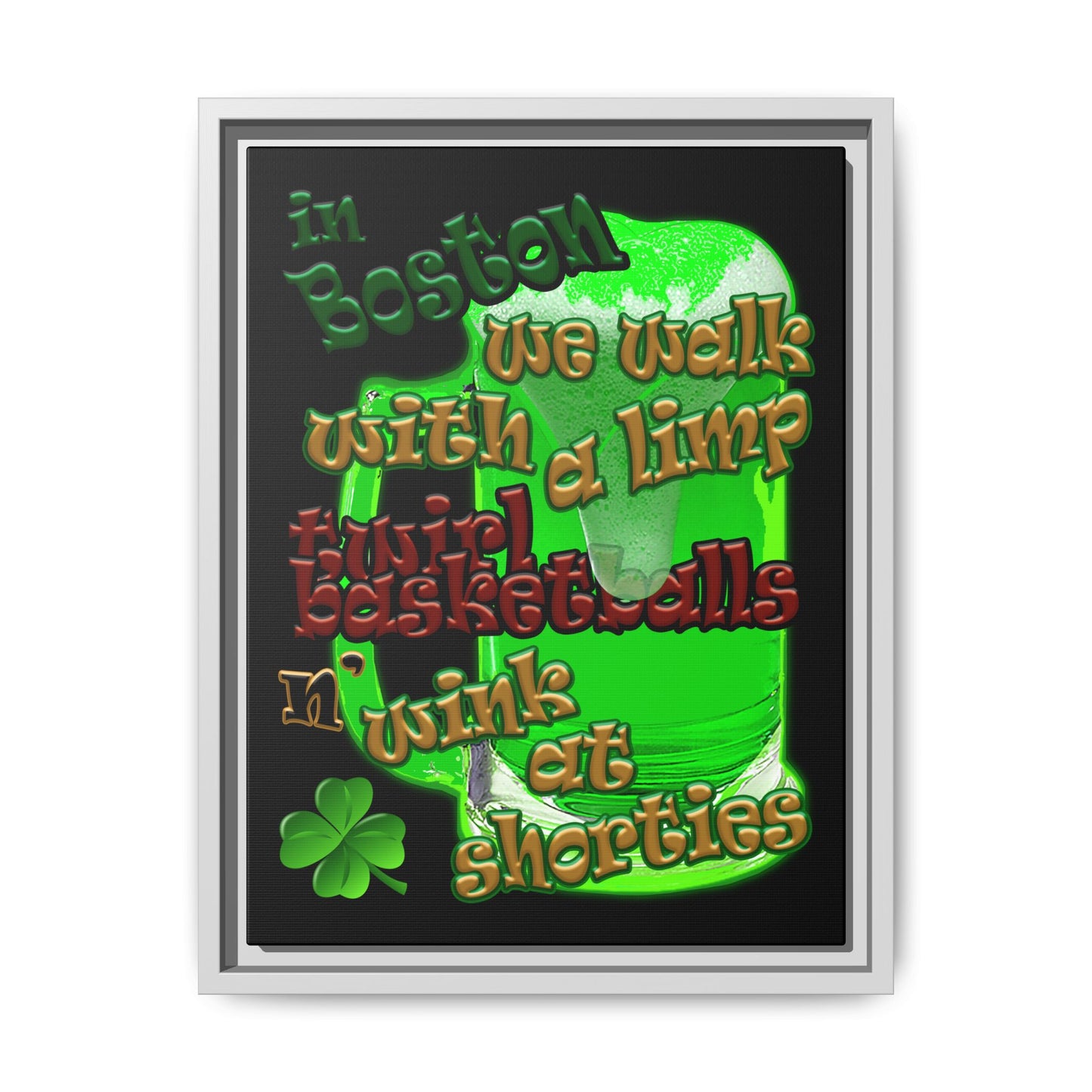celtics logo - framed canvas art (black)