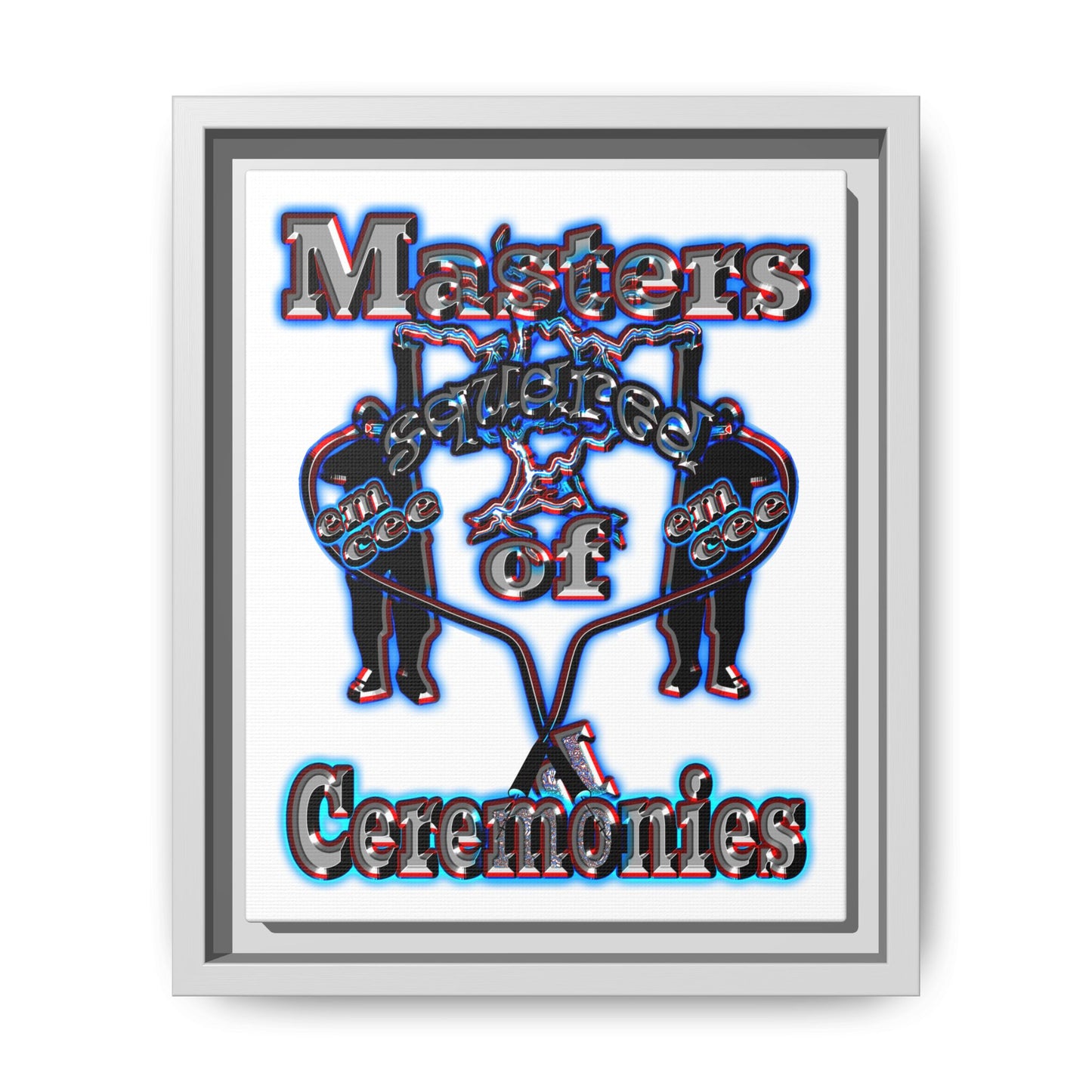 em cee squared - framed canvas art (white)