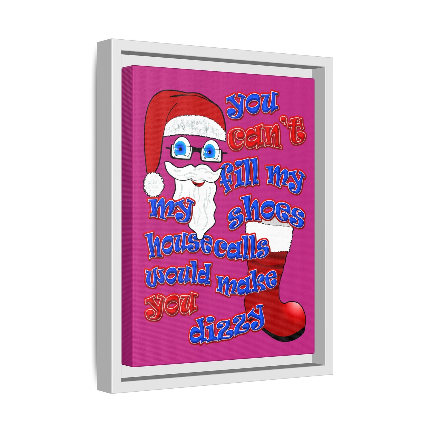 santa's shoes - framed canvas art (pink)