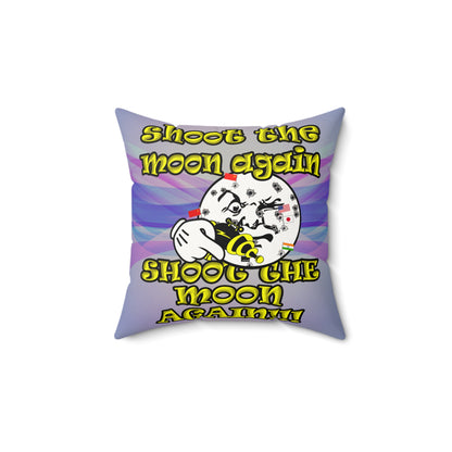 shoot the moon again - Faux Suede Square Pillow - (light blue-pink wave)