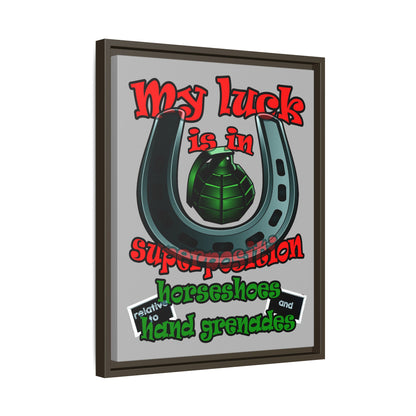 my luck - framed canvas art (light grey)