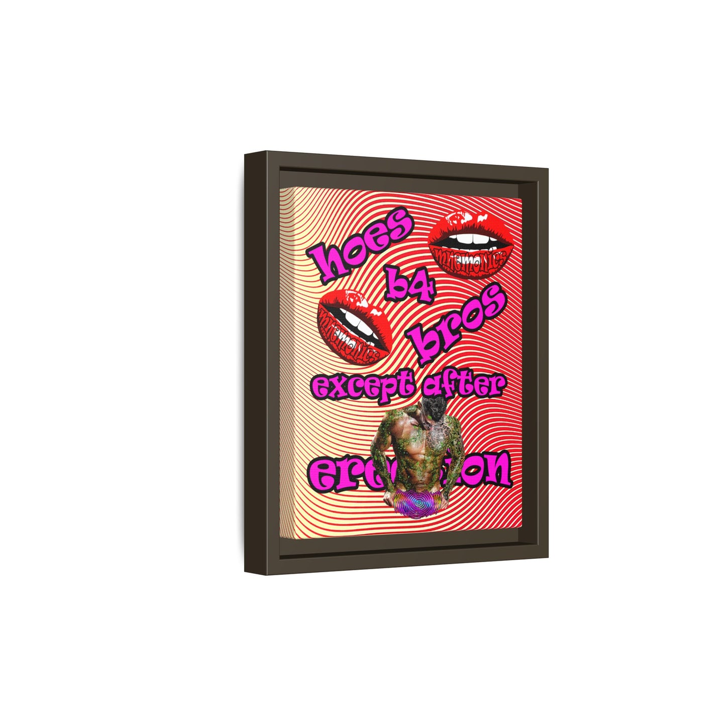 hoes b4 bros - framed canvas art (yellow-orange wave)