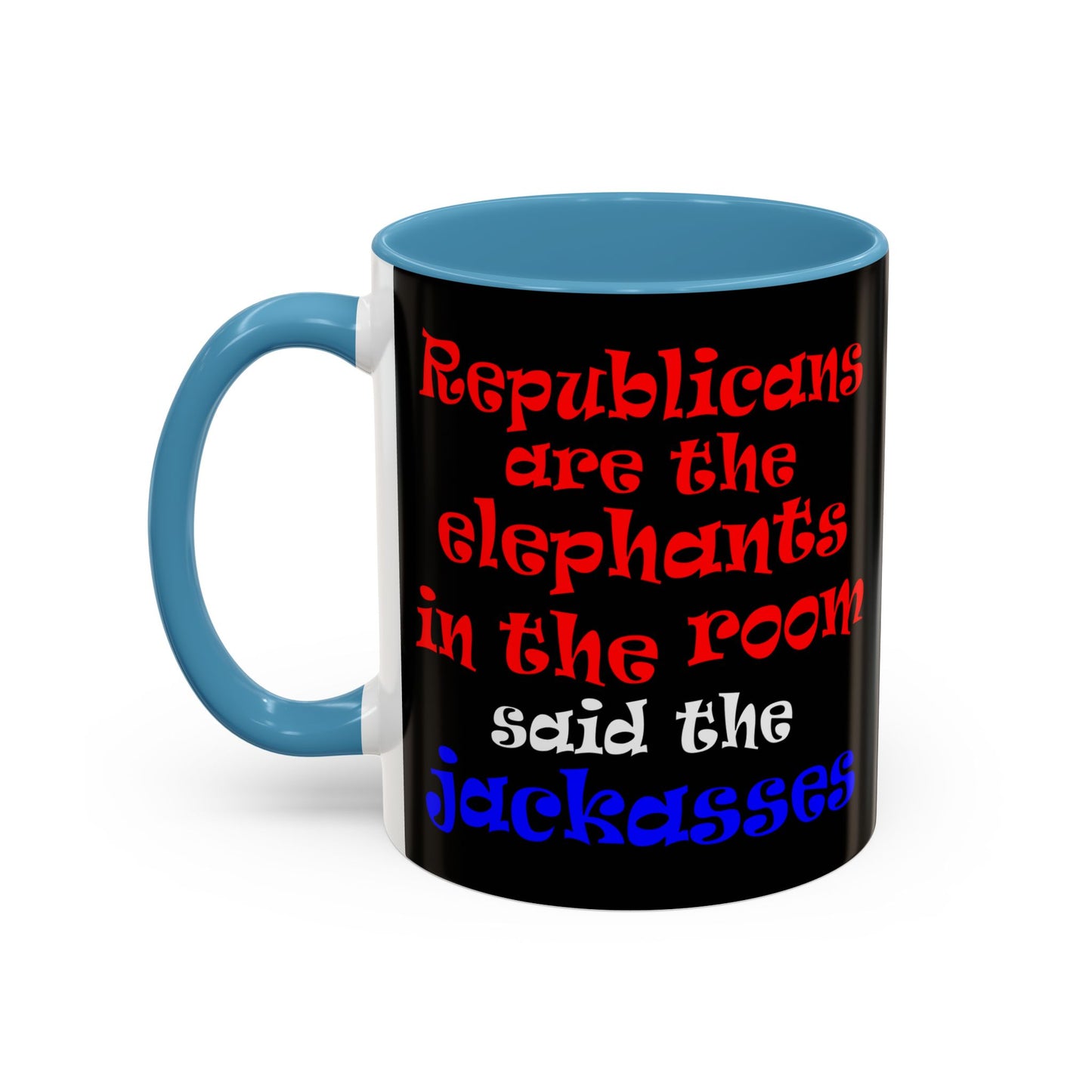 donkeys and elephants - Accent Mug (black)