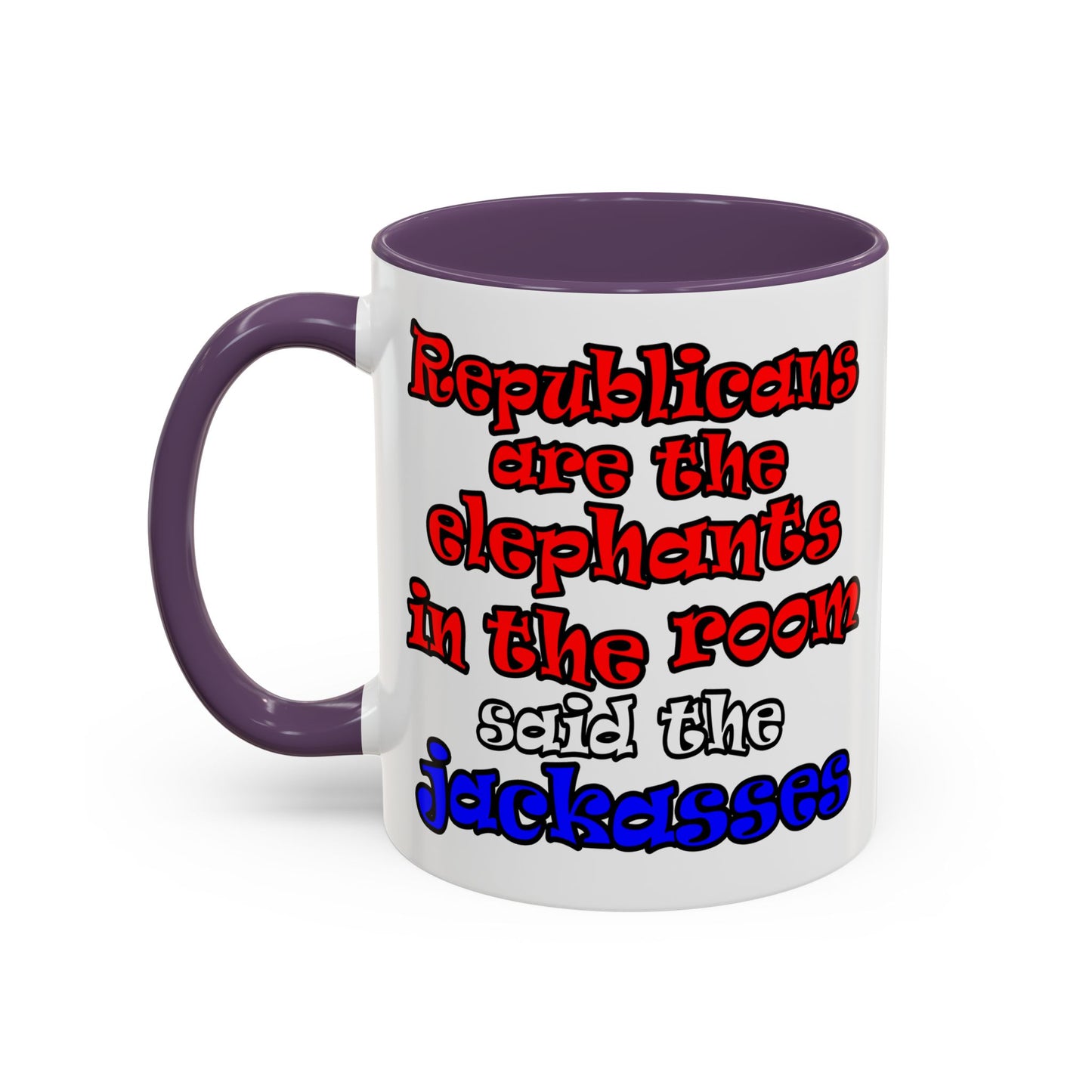 donkeys and elephants - Accent Mug (white)