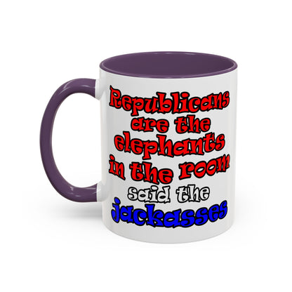 donkeys and elephants - Accent Mug (white)
