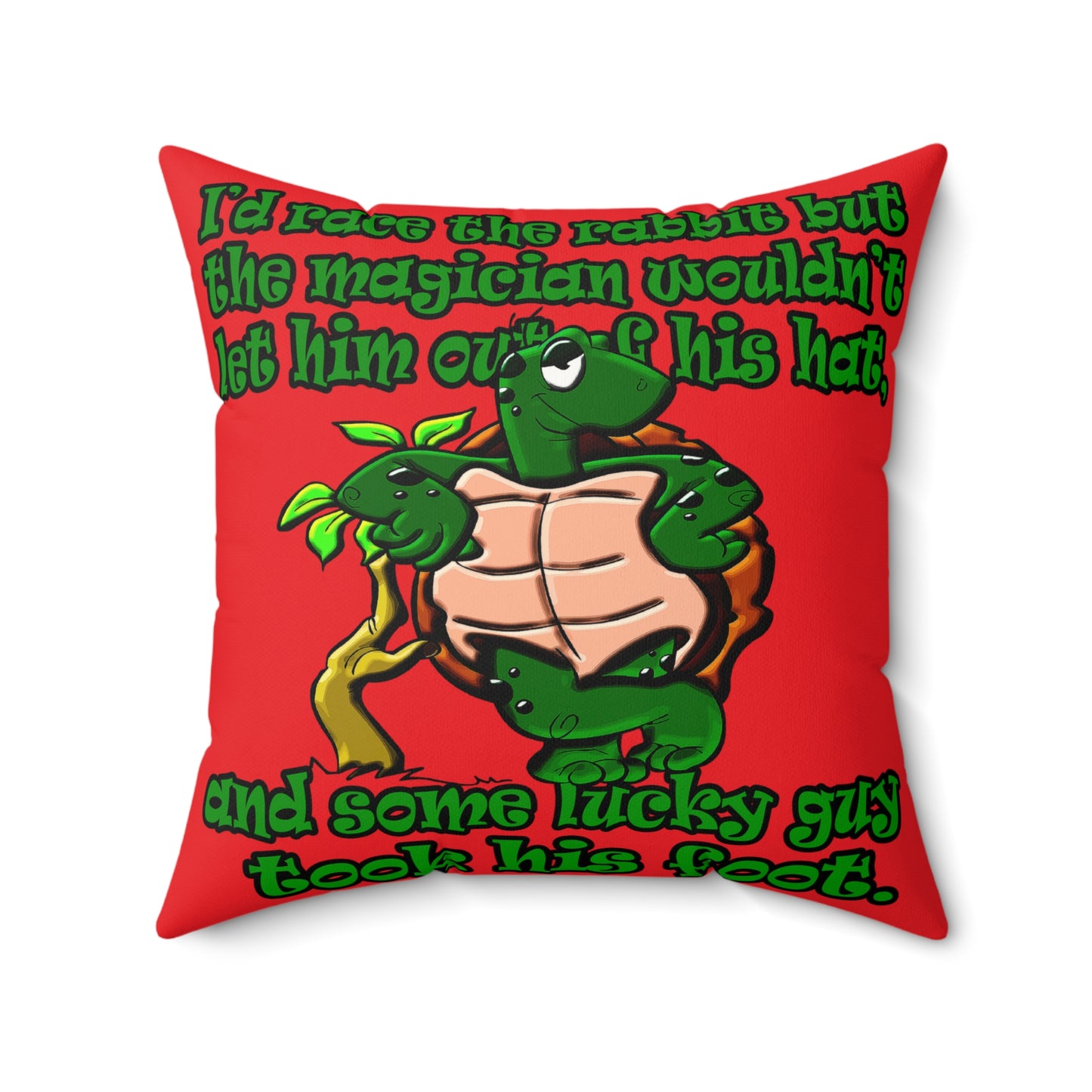 turtle race - Faux Suede Square Pillow - (red)