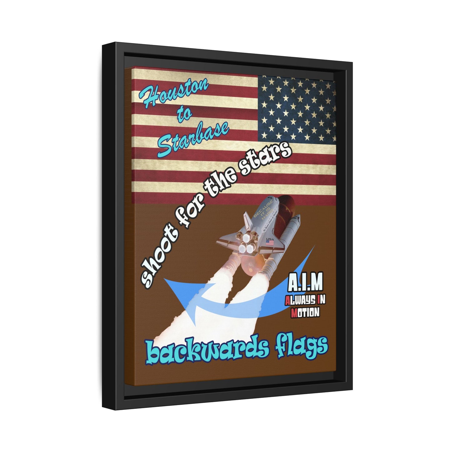 shoot for the stars - framed canvas art (brown)