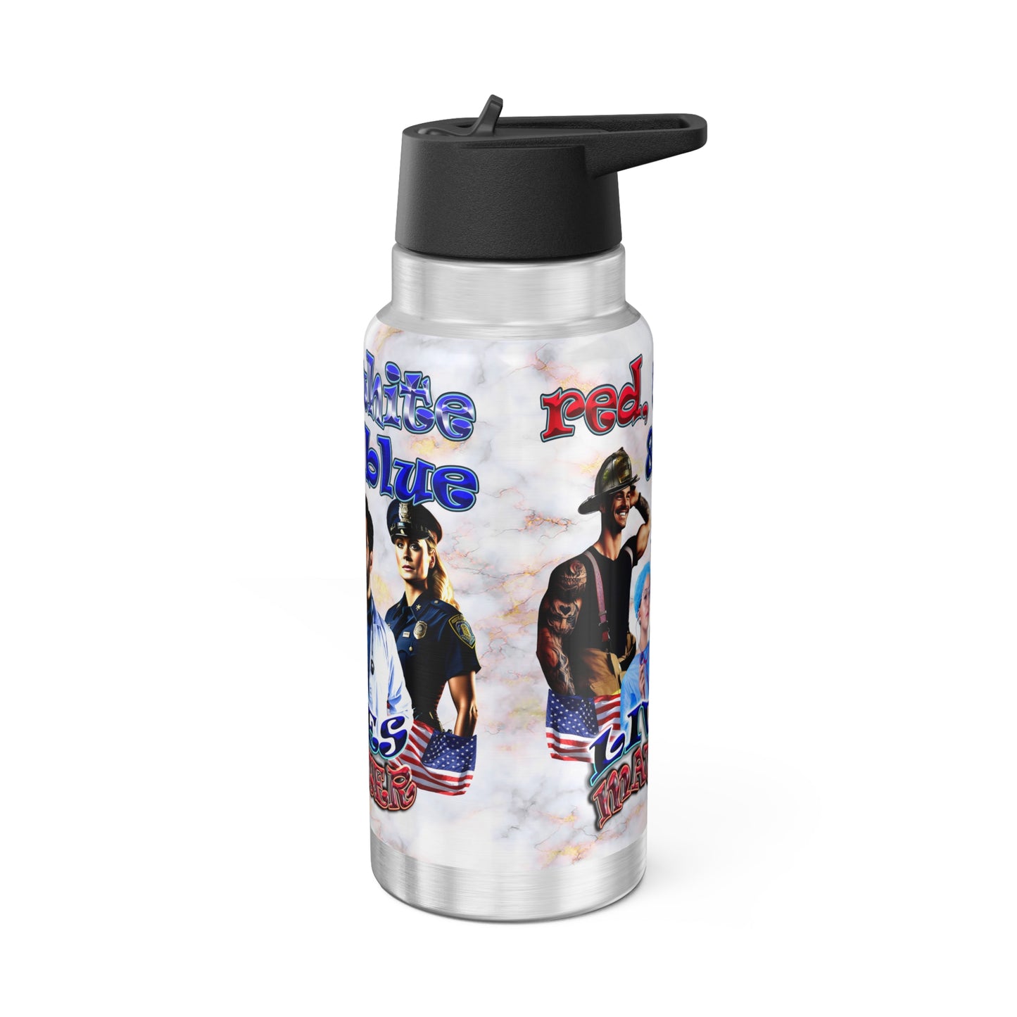 rw&b lives matter - Gator Tumbler, 32oz  (white marble)