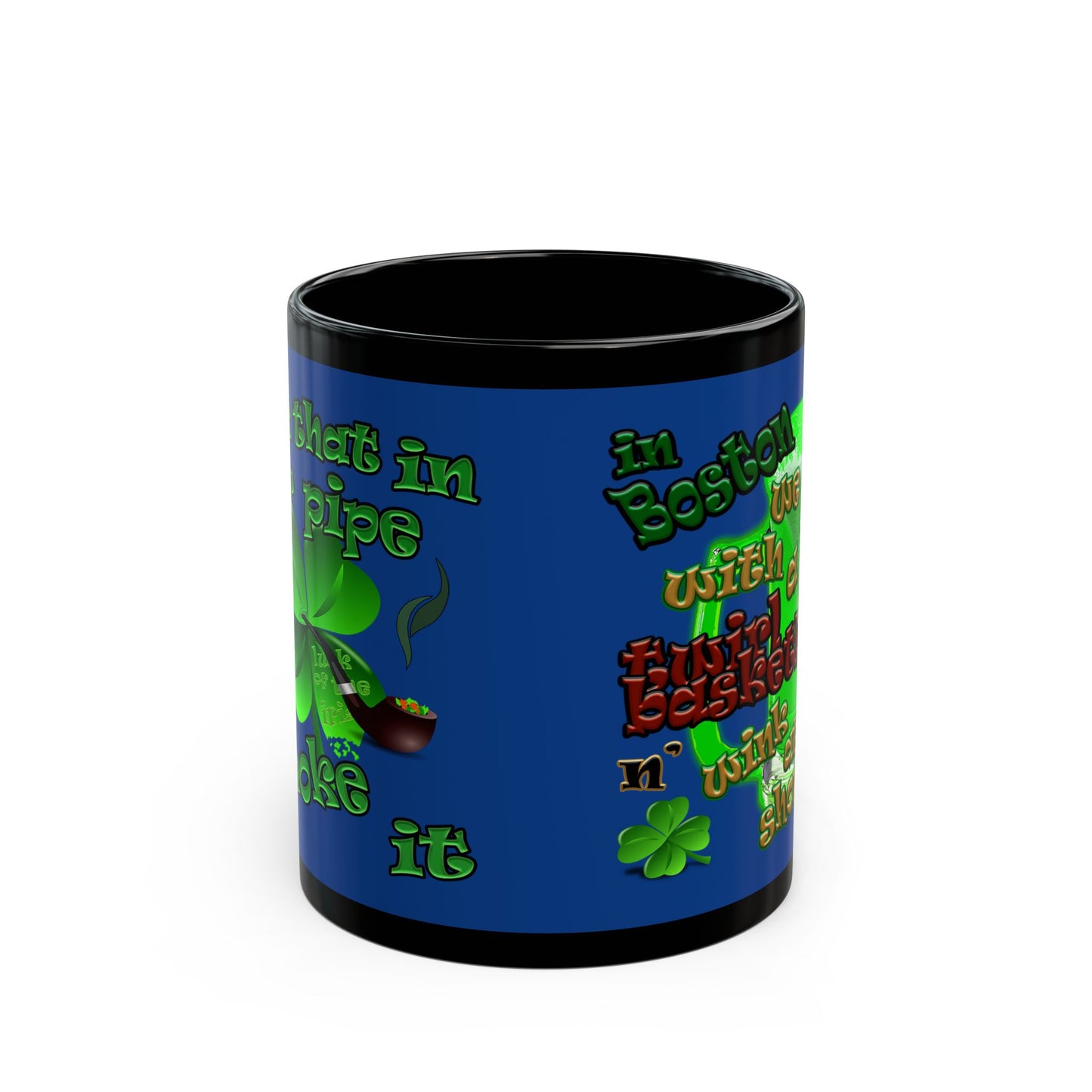celtics logo - Black Mug (dark blue)