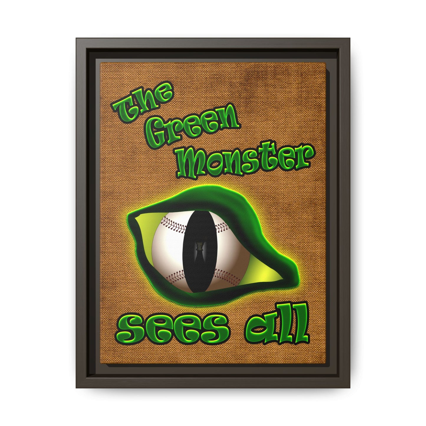 green monster - framed canvas art (brown papyrus)