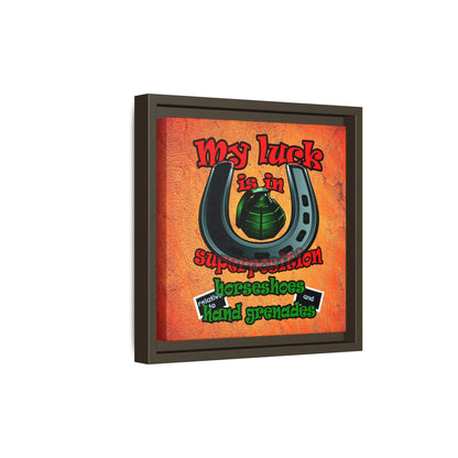 my luck - framed canvas art (burnt orange)