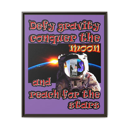 defy conquer reach - framed canvas art (light purple)